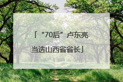 “70后”卢东亮当选山西省省长