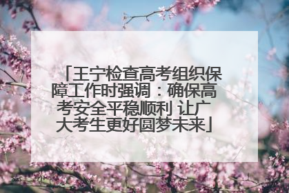 王宁检查高考组织保障工作时强调：确保高考安全平稳顺利 让广大考生更好圆梦未来