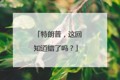 特朗普，这回知道错了吗？
