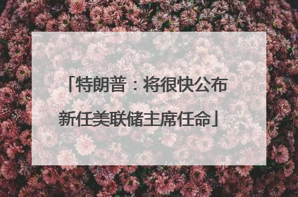 特朗普：将很快公布新任美联储主席任命