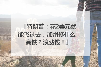 特朗普：花2美元就能飞过去，加州修什么高铁？浪费钱！