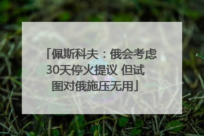 佩斯科夫：俄会考虑30天停火提议 但试图对俄施压无用