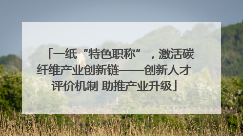 一纸“特色职称”，激活碳纤维产业创新链——创新人才评价机制 助推产业升级