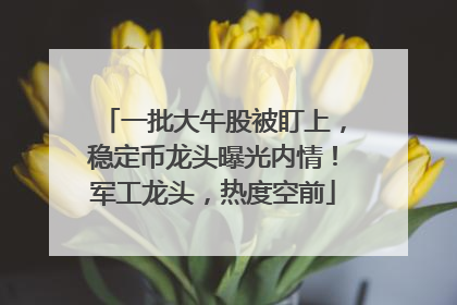 一批大牛股被盯上，稳定币龙头曝光内情！军工龙头，热度空前
