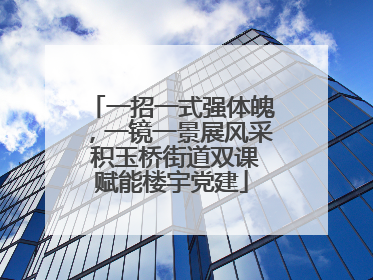一招一式强体魄，一镜一景展风采 积玉桥街道双课赋能楼宇党建