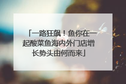 一路狂飙！鱼你在一起酸菜鱼海内外门店增长势头由何而来
