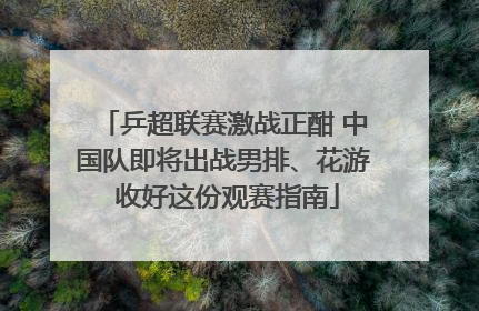 乒超联赛激战正酣 中国队即将出战男排、花游 收好这份观赛指南