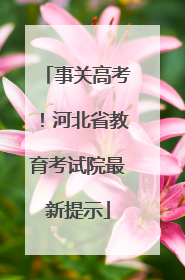 事关高考！河北省教育考试院最新提示
