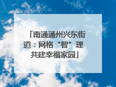 南通通州兴东街道：网格“智”理 共建幸福家园
