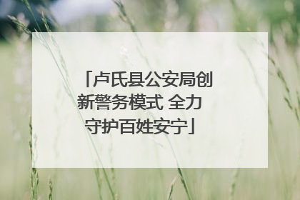 卢氏县公安局创新警务模式 全力守护百姓安宁
