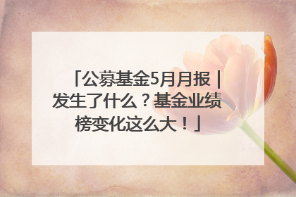 公募基金5月月报｜发生了什么？基金业绩榜变化这么大！