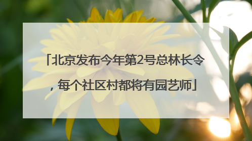 北京发布今年第2号总林长令，每个社区村都将有园艺师