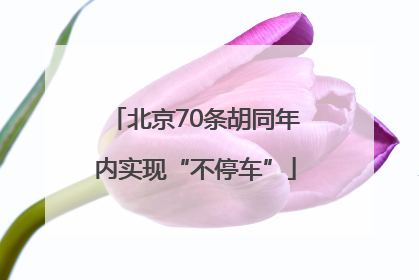 北京70条胡同年内实现“不停车”