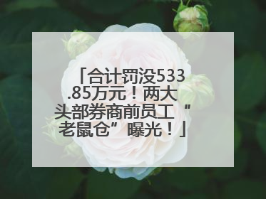 合计罚没533.85万元！两大头部券商前员工“老鼠仓”曝光！