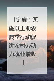 宁夏：实施以工助农夏季行动促进农村劳动力就业增收