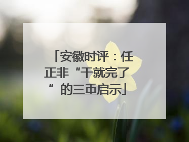 安徽时评：任正非“干就完了”的三重启示