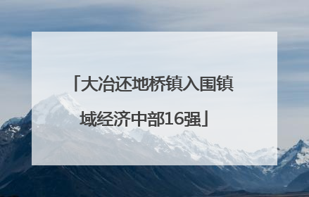 大冶还地桥镇入围镇域经济中部16强