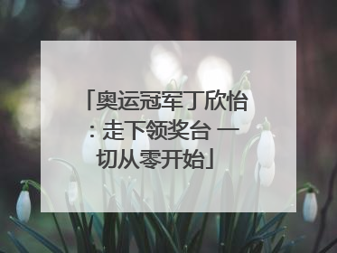 奥运冠军丁欣怡：走下领奖台 一切从零开始