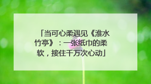 当可心柔遇见《淮水竹亭》：一张纸巾的柔软，接住千万次心动