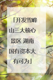 开发雪峰山三大核心景区 湖南国有资本大有可为