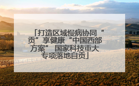 打造区域慢病协同“贡”享健康“中国西部方案” 国家科技重大专项落地自贡