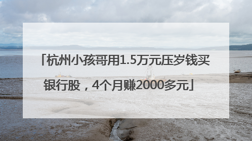 杭州小孩哥用1.5万元压岁钱买银行股，4个月赚2000多元