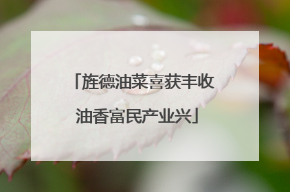 旌德油菜喜获丰收 油香富民产业兴