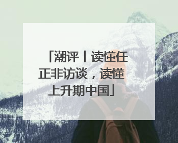 潮评丨读懂任正非访谈，读懂上升期中国