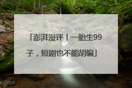 澎湃漫评丨一胎生99子，短剧也不能胡编