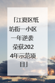 江夏区纸坊街一小区一年逆袭 荣获2024年示范项目