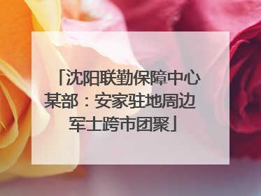沈阳联勤保障中心某部：安家驻地周边 军士跨市团聚