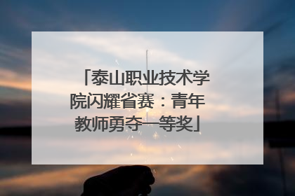 泰山职业技术学院闪耀省赛：青年教师勇夺一等奖