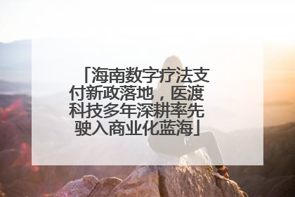 海南数字疗法支付新政落地，医渡科技多年深耕率先驶入商业化蓝海