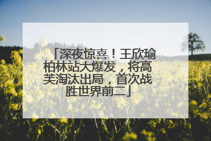 深夜惊喜！王欣瑜柏林站大爆发，将高芙淘汰出局，首次战胜世界前二