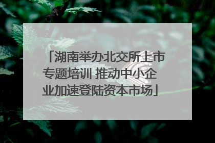 湖南举办北交所上市专题培训 推动中小企业加速登陆资本市场
