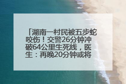 湖南一村民被五步蛇咬伤！交警26分钟冲破64公里生死线，医生：再晚20分钟或将呼吸肌麻痹