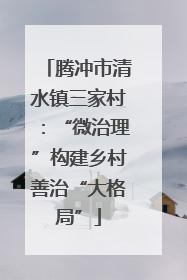 腾冲市清水镇三家村：“微治理”构建乡村善治“大格局”