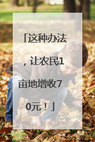 这种办法，让农民1亩地增收70元！