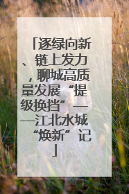 逐绿向新、链上发力，聊城高质量发展“提级换挡”——江北水城“焕新”记