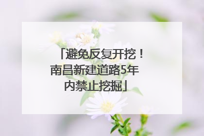 避免反复开挖！南昌新建道路5年内禁止挖掘