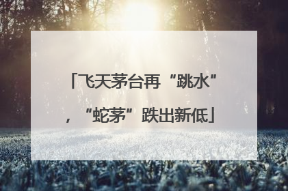 飞天茅台再“跳水”，“蛇茅”跌出新低