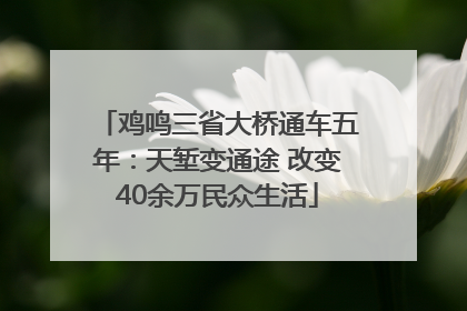 鸡鸣三省大桥通车五年：天堑变通途 改变40余万民众生活