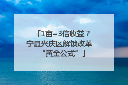 1亩=3倍收益？宁夏兴庆区解锁改革“黄金公式”