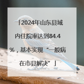 2024年山东县域内住院率达到84.4%，基本实现“一般病在市县解决”