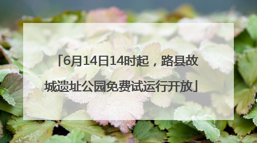 6月14日14时起，路县故城遗址公园免费试运行开放